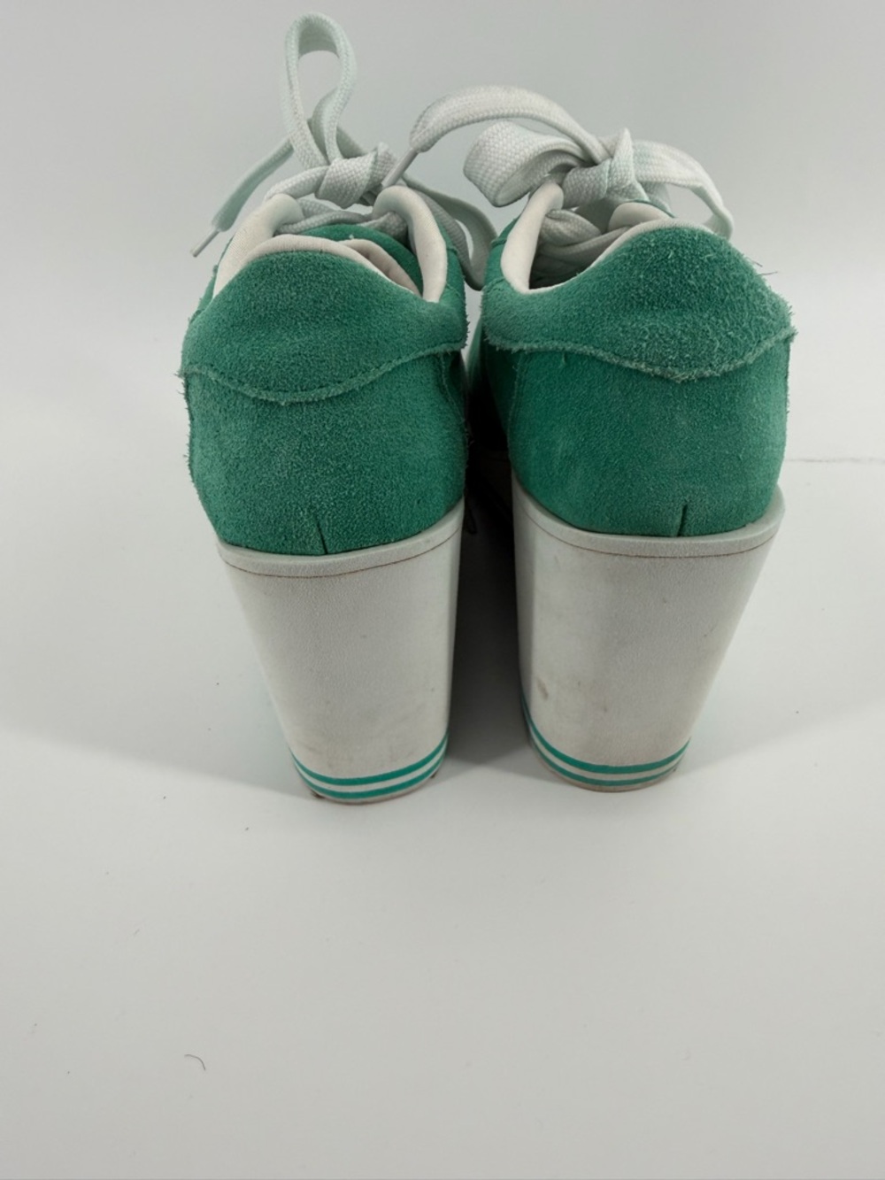 Volatile Green Suede Wedge Sneakers with White Laces - Picture 3 of 6